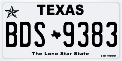 TX license plate BDS9383