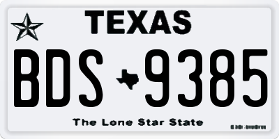 TX license plate BDS9385
