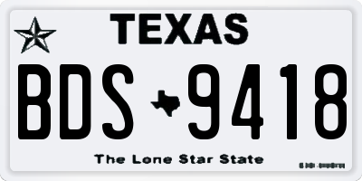 TX license plate BDS9418