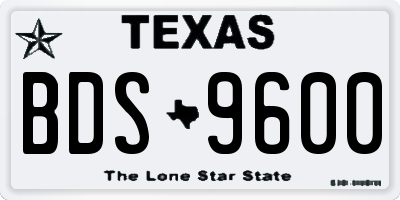 TX license plate BDS9600