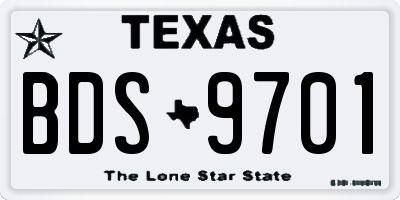 TX license plate BDS9701