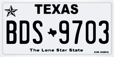 TX license plate BDS9703