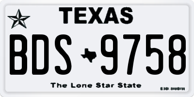 TX license plate BDS9758