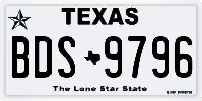 TX license plate BDS9796
