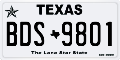TX license plate BDS9801