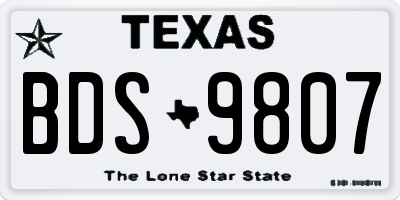 TX license plate BDS9807