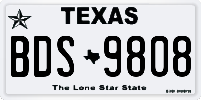 TX license plate BDS9808