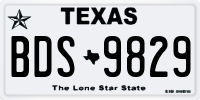 TX license plate BDS9829