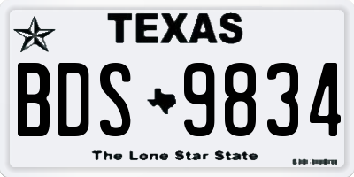 TX license plate BDS9834