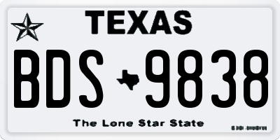 TX license plate BDS9838