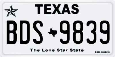 TX license plate BDS9839