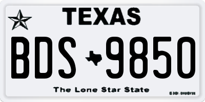 TX license plate BDS9850