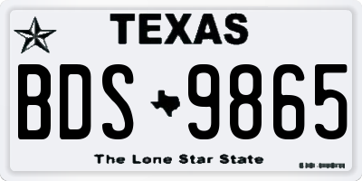 TX license plate BDS9865