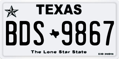 TX license plate BDS9867