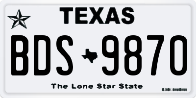 TX license plate BDS9870