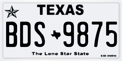 TX license plate BDS9875