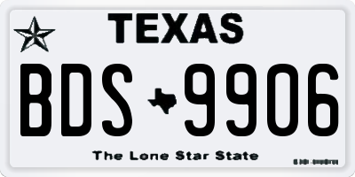 TX license plate BDS9906