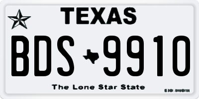 TX license plate BDS9910