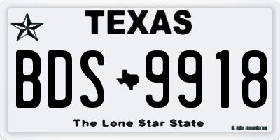 TX license plate BDS9918