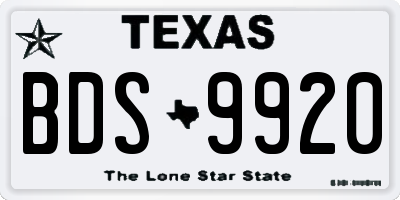 TX license plate BDS9920