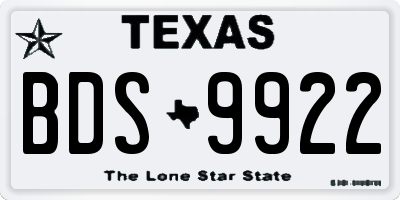 TX license plate BDS9922