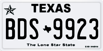 TX license plate BDS9923