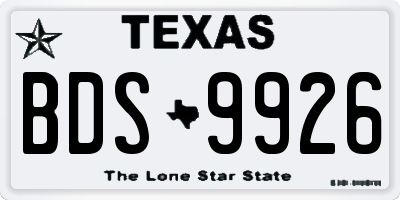 TX license plate BDS9926