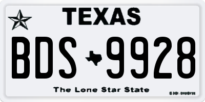 TX license plate BDS9928