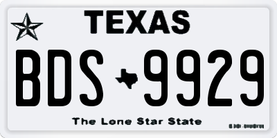 TX license plate BDS9929