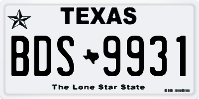 TX license plate BDS9931