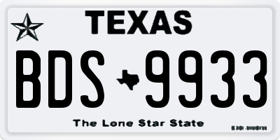 TX license plate BDS9933