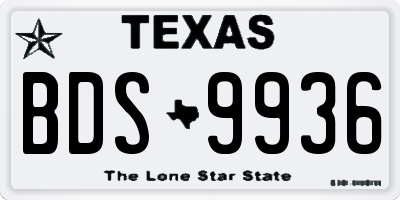 TX license plate BDS9936