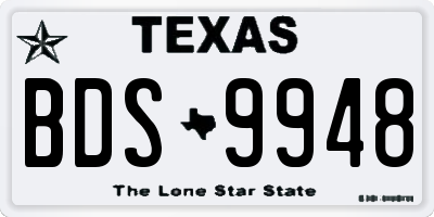 TX license plate BDS9948
