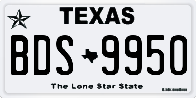 TX license plate BDS9950