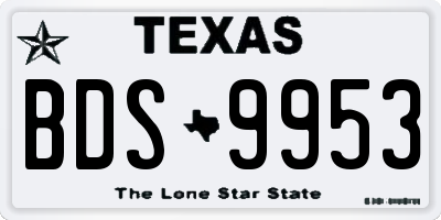 TX license plate BDS9953