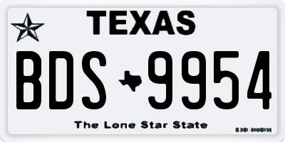 TX license plate BDS9954