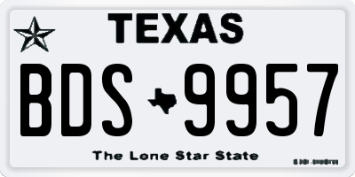 TX license plate BDS9957