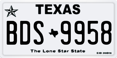 TX license plate BDS9958