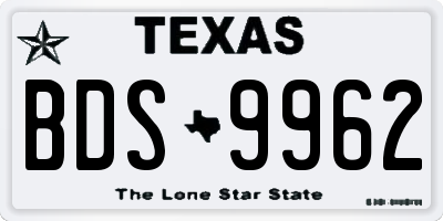 TX license plate BDS9962
