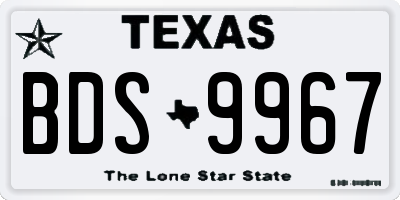 TX license plate BDS9967