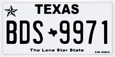 TX license plate BDS9971