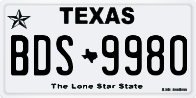 TX license plate BDS9980