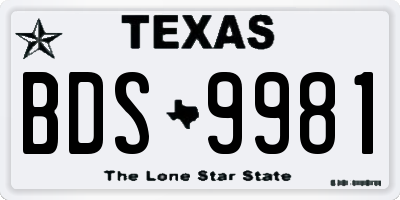 TX license plate BDS9981