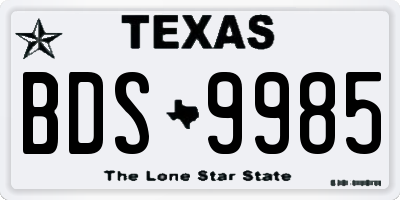 TX license plate BDS9985