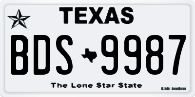 TX license plate BDS9987