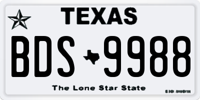 TX license plate BDS9988