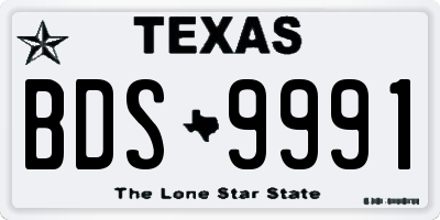 TX license plate BDS9991