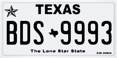 TX license plate BDS9993