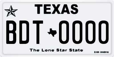 TX license plate BDT0000