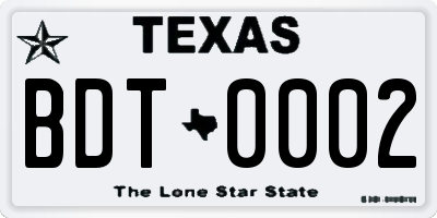 TX license plate BDT0002
